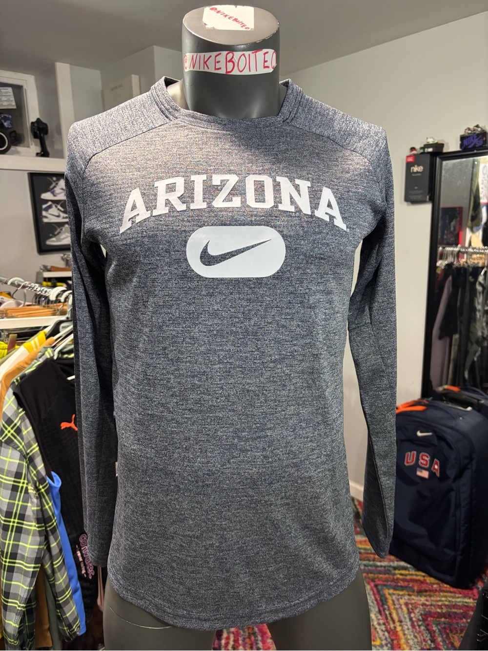 Nike Arizona Wildcats University Grey Shirt Men's Medium NCAA Longsleeve Thermal
